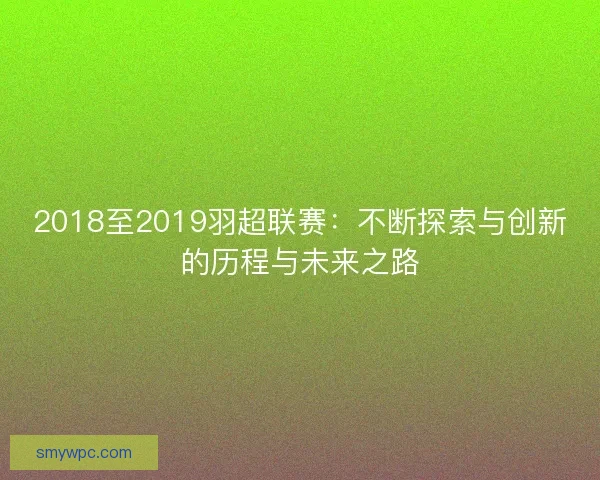 2018至2019羽超联赛：不断探索与创新的历程与未来之路